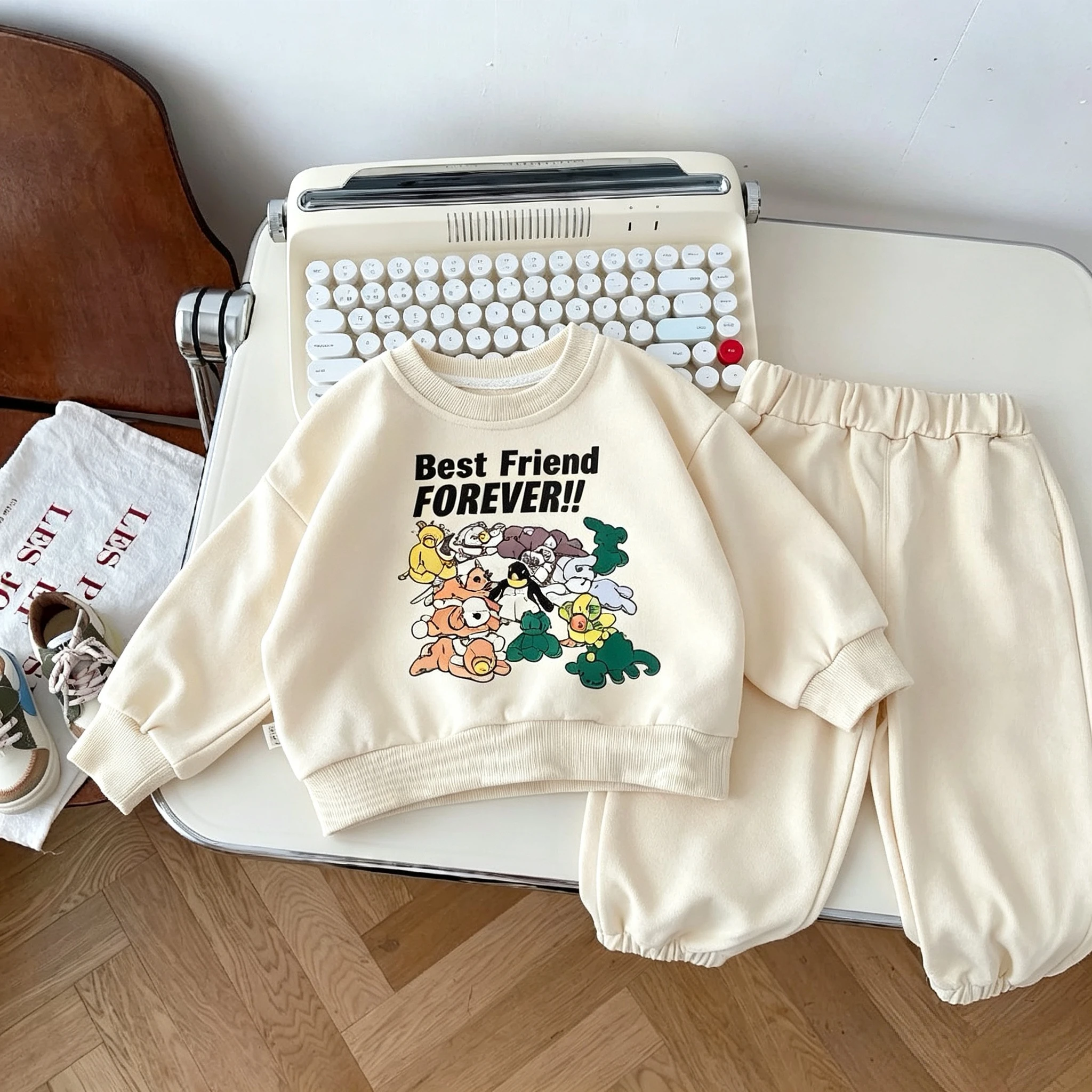 Cartoon Printed Fashion Baby Long Sleeve Suit Autumn Sweatshirt Casual Tracksuit Children's Clothes Outfits Crewneck Hoodie Pant