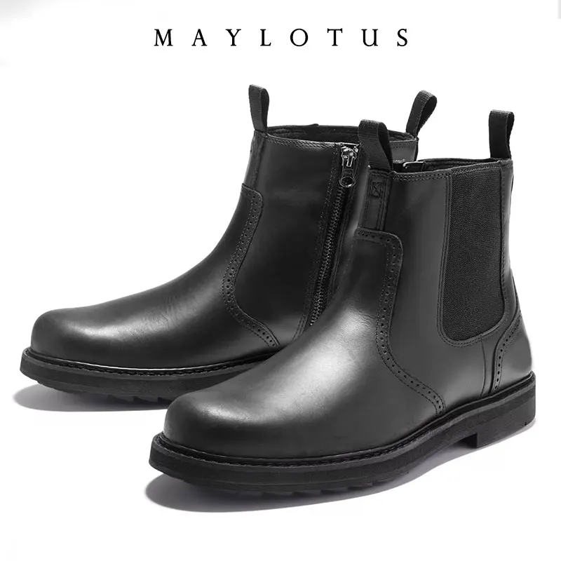 Handmade Men Chelsea Boots Business Dress Boots Commute Motorcycle Boots Retro Leather Shoes for Men Bota Masculina