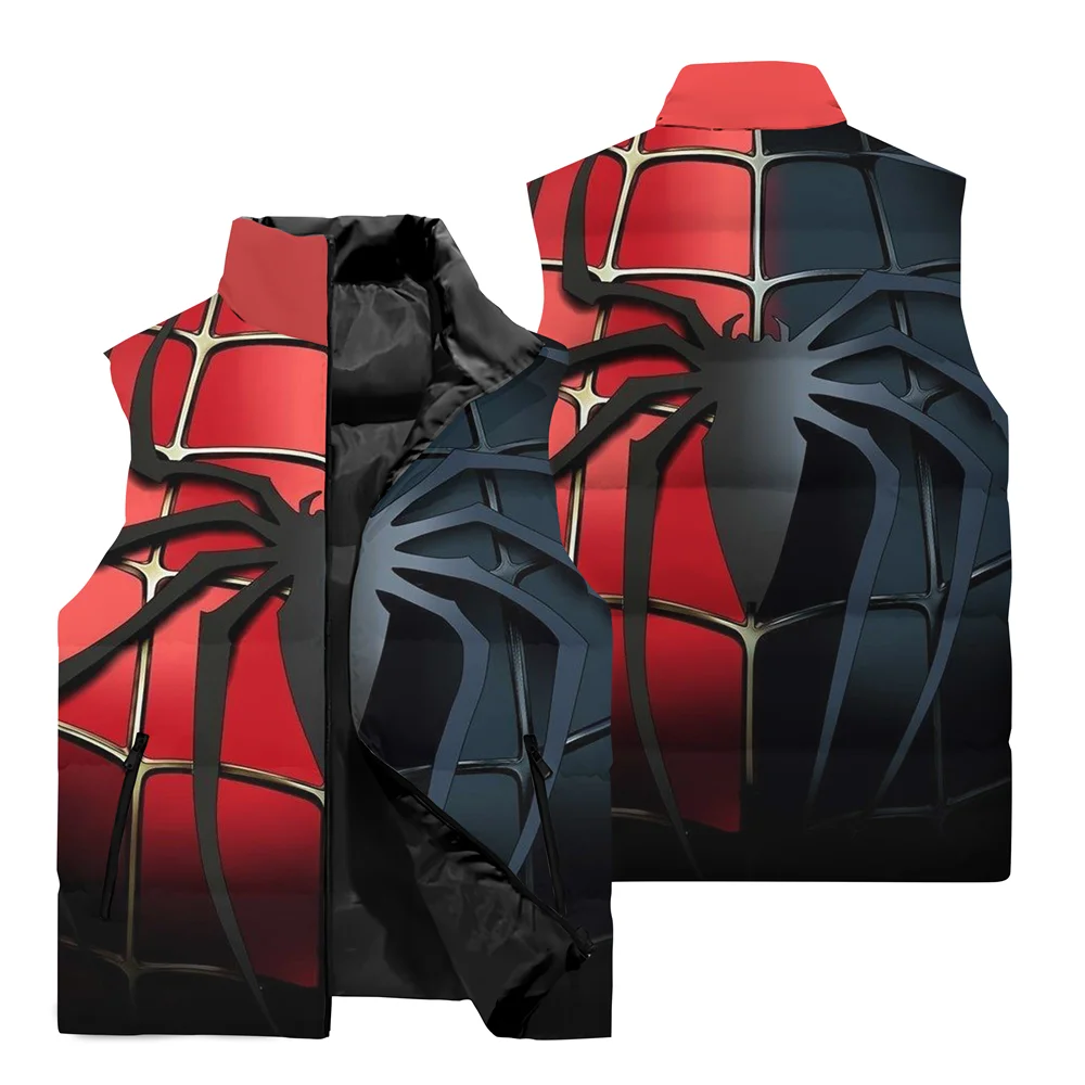 Winter Men\'s Sleeveless Jacket 3D Printed Marvel Spider-Man Pattern Fashion Street Sleeveless Vest Sports and Leisure Men\'s Vest