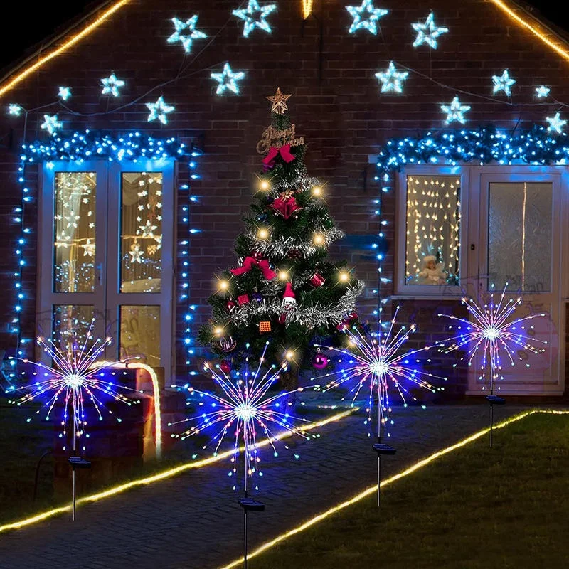 

Solar LED Pathway Lights Solar Lawn Lamp Outdoor Waterproof Garden Decor Firework Fairy For Patio Walkway Yard
