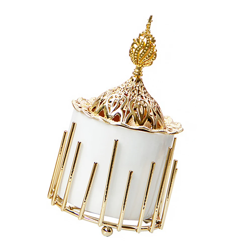 

1Pcs European Style Incense Burner Metal Ceramic Golden Size Therapy Xmas Party Decor Luxurious Censer