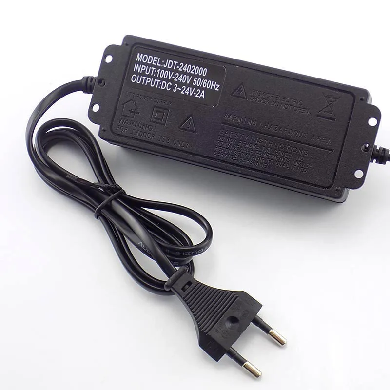 Adjustable Power Adapter AC 100-220V to DC 3-24V 2A CCTV Camera Power Supply Led Strip Light Display Screen Charger H10