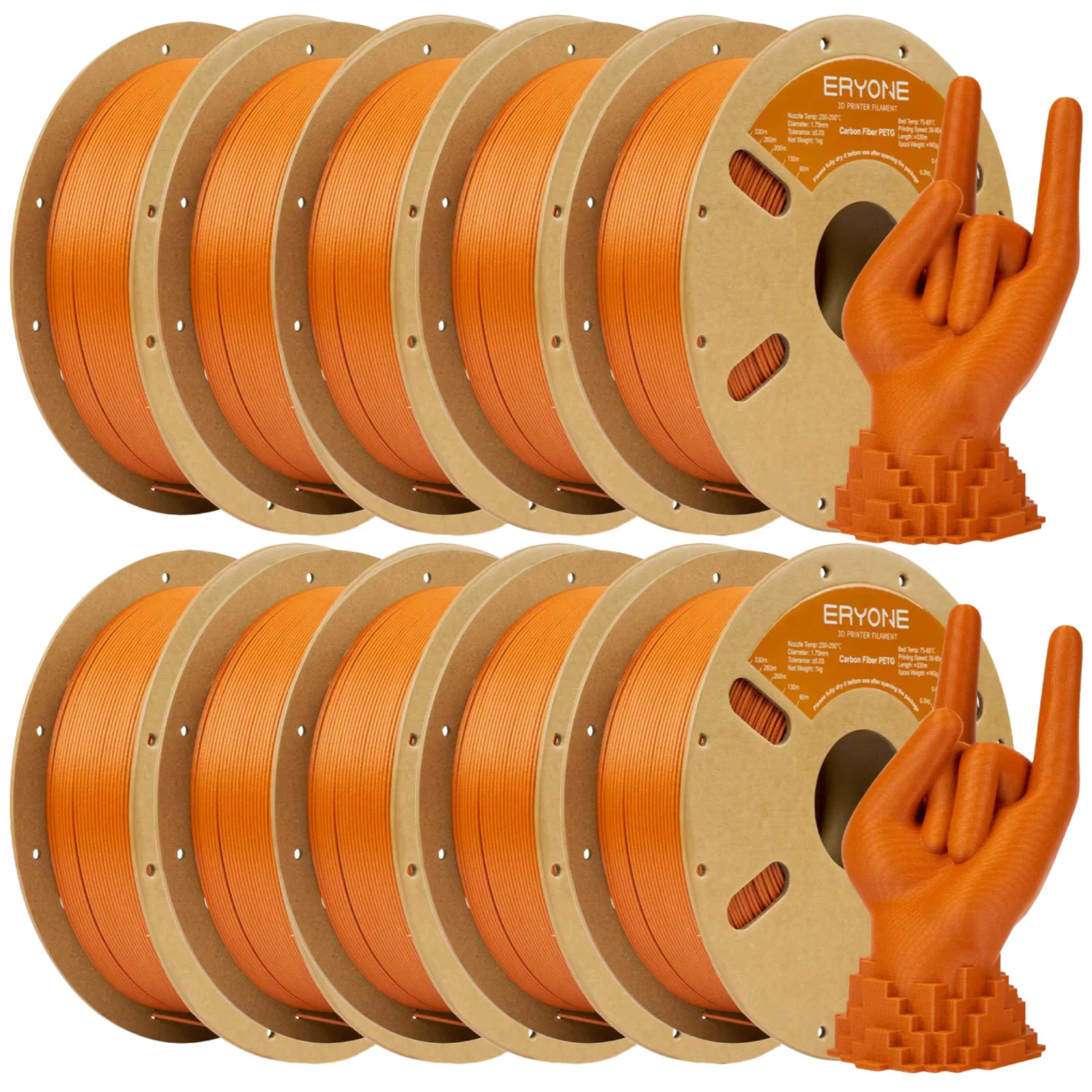 ERYONE 10KG PETG Koolstofvezel Filament 1.75mm ±0.03mm Tolerantie voor FDM 3D Printer Hoge Sterkte 1KG/Spoel