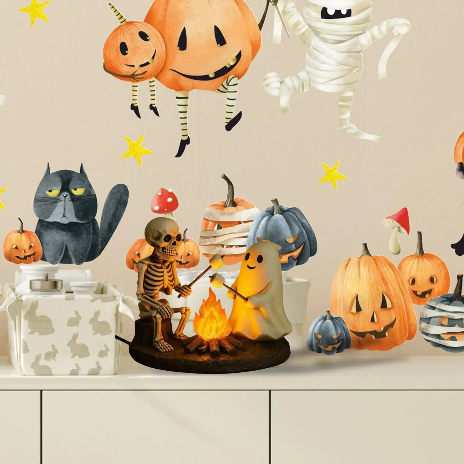 

Хэллоуин Призрак Костер Ночник Скелет Призрак Костер Мерцающий Ночник Крытая Статуэтка Лампа Светодиодный Ночник Хэллоуина