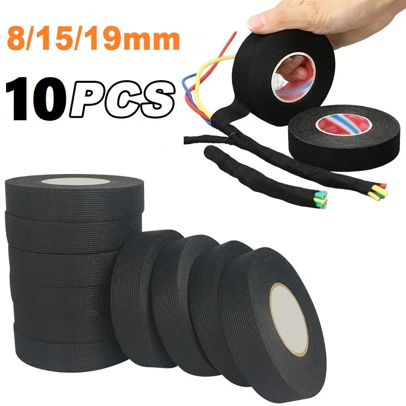 Image of 20 m elektrisches Isolierband, hitzebeständiges Kabelbaumband, 8/15/19 mm, Auto-Kabelbaum, Kabelbaum, Schutz, wasserdichtes Klebeband