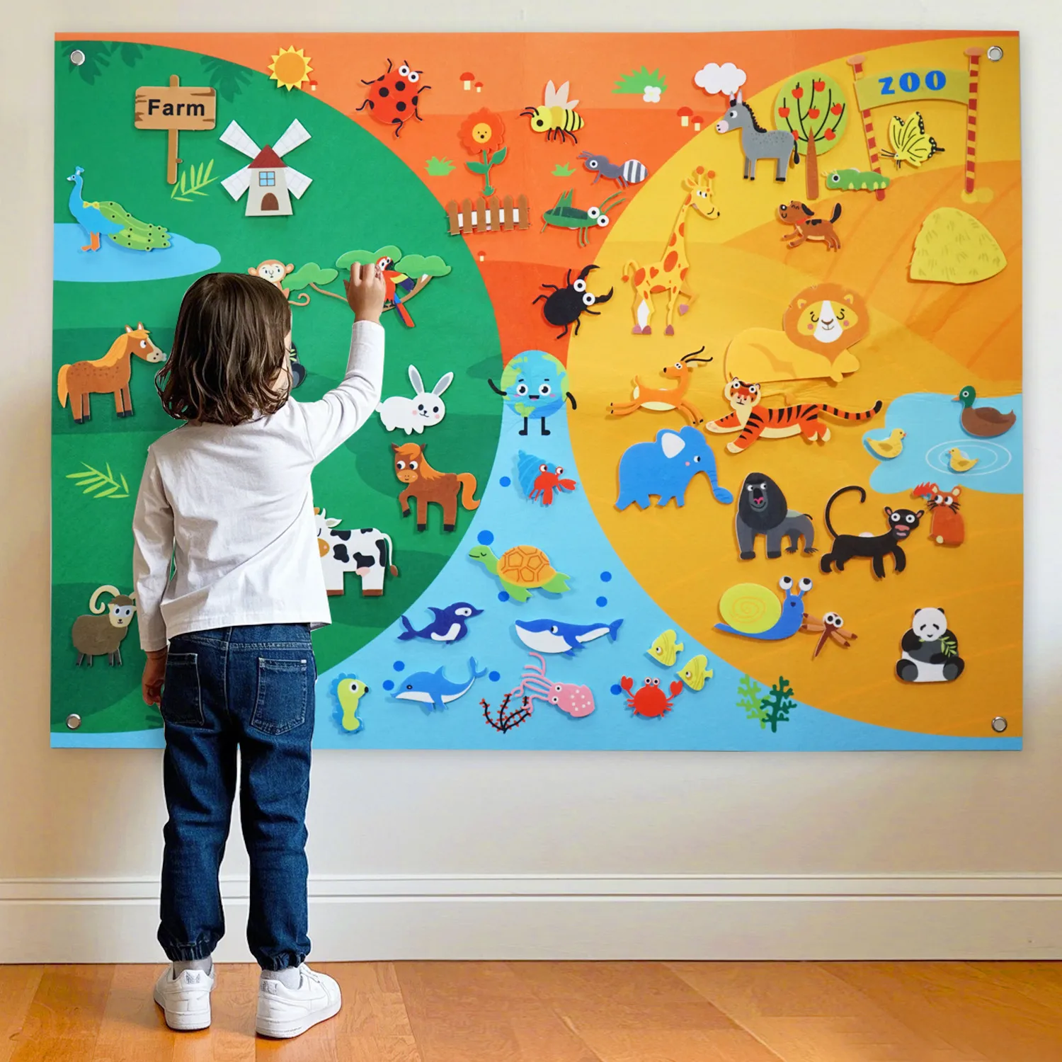 Felt Board Story Sets, Farm Animals Felt Story Board, Early Learning Interactive Wall Hanging Boards for Family Christmas Gift