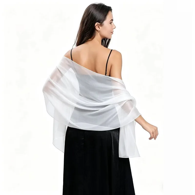 New shawl skirt with brides bridesmaids pearlescent tulle shawl ball banquet cheongsam evening dress shawl view 5