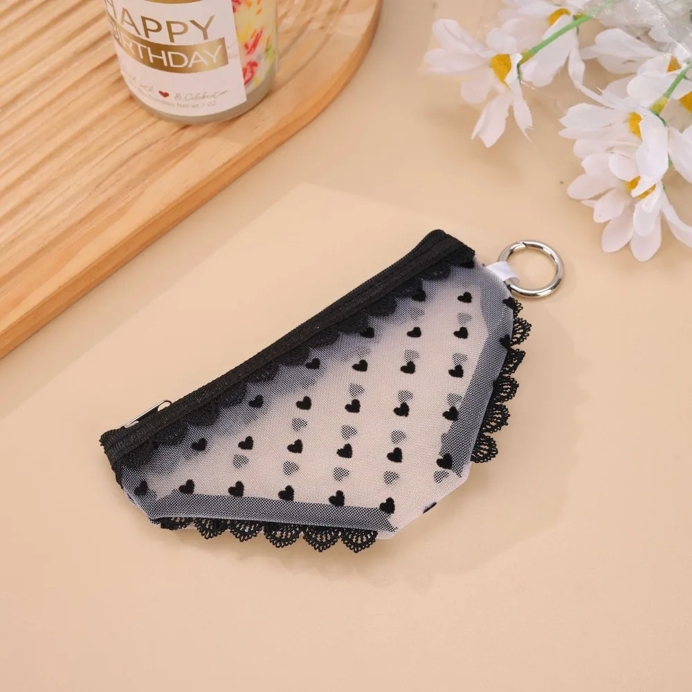 Unique Underwear Shape Bikini Cosmetic Bag Lace Heart Transparent Makeup Storage Pouch Mesh Y2K Toiletry Bag Travel, Daily Life