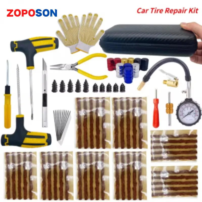 Auto Tire Repair Kit Puncture Plug Tools Tyre Puncture Emergency for Universal Tire Strips Stiring Glue Repair Tool