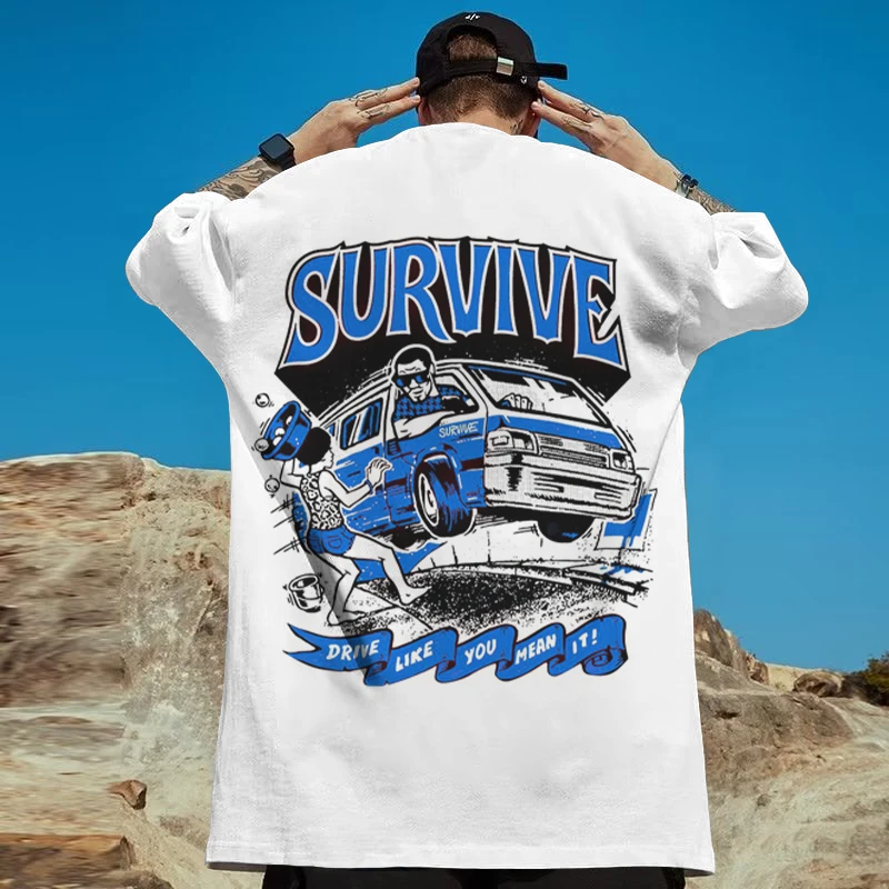 Retro T-Shirts For Men 3d American Car Print Daily Casual Short Sleeve Oversized T-Shirt Male Clothing Streetwear Harajuku Tops