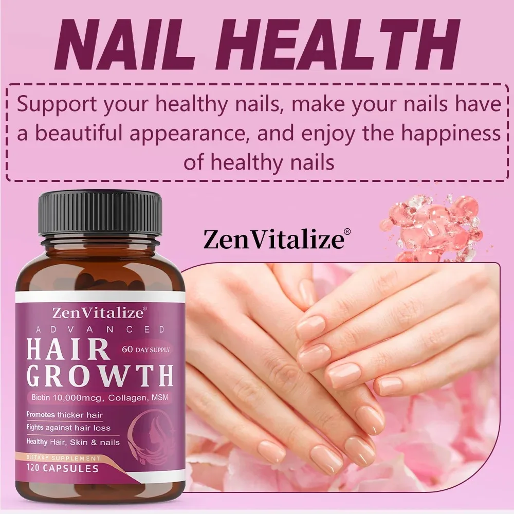 Hair Growth - Naturally Regenerate Stronger, Healthier Hair, Skin and Nails, Brighten Skin Tone, Suitable for Both Men and Women