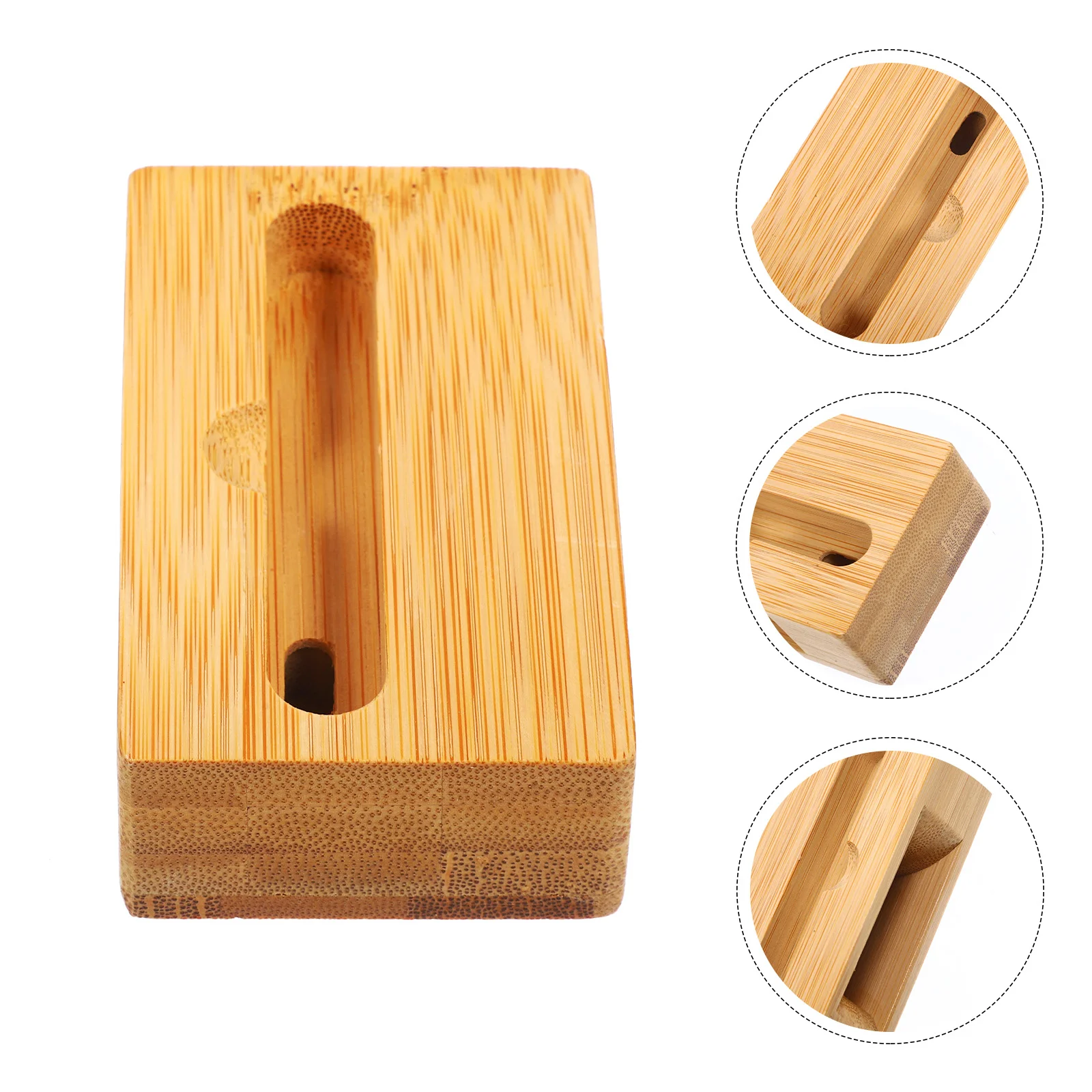 

Phone Holder for Desk Mobile Desktop Stand Cell with Speaker Bamboo Lanyard Office