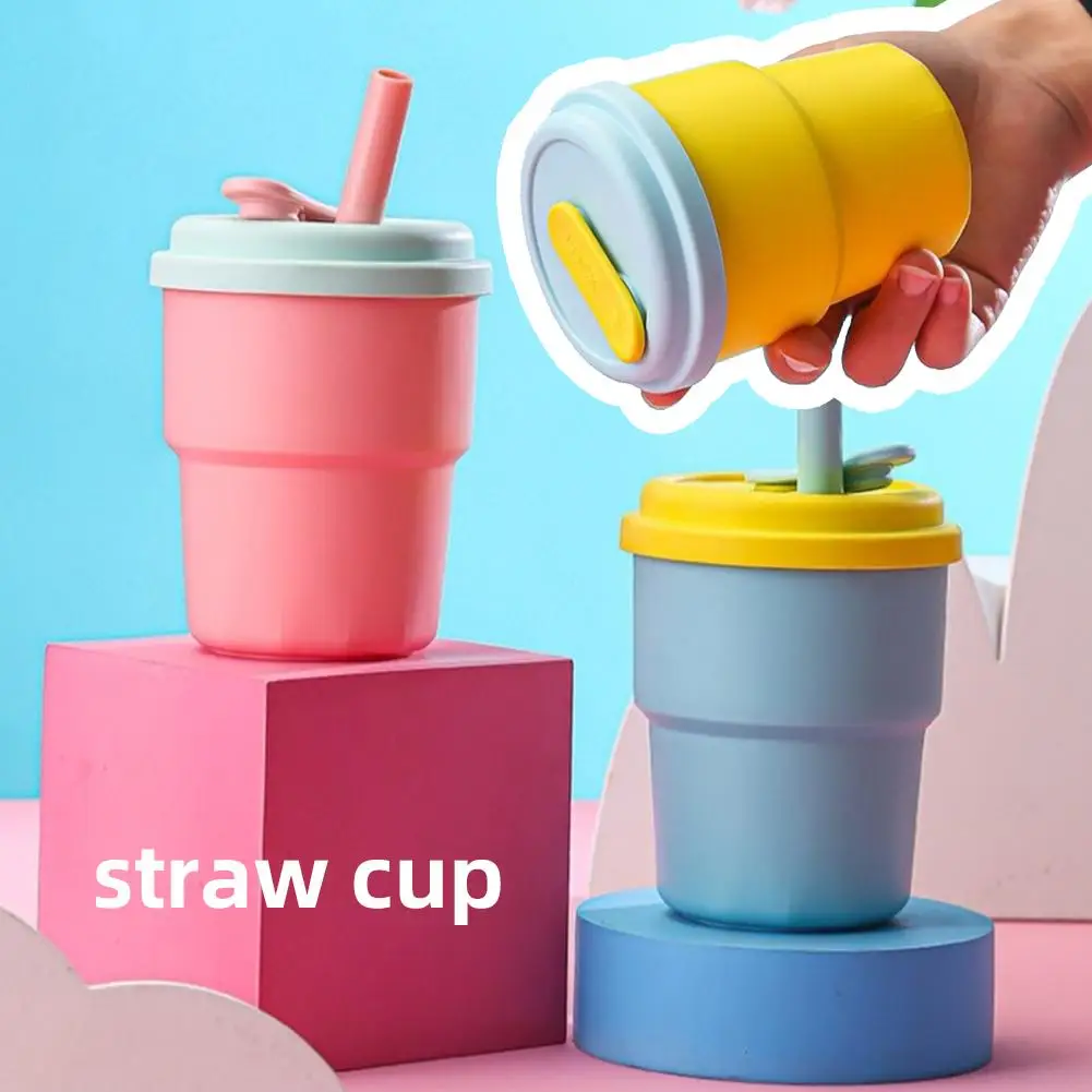 380ml Straw Cup Colorful Plastic Water Cup Large Capacity Frosted Drinkware Water Cup Coffee/milk/juice Protable Rubber E8v7