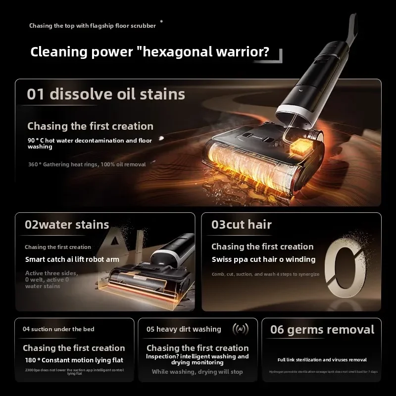 إصدار DREAME H40 Ultra Extreme مكون من 90 قطعة ℃   غسالة الماء الساخن، دفعة مزدوجة، 0 متشابكة، 0 بقع مائية، أصلية