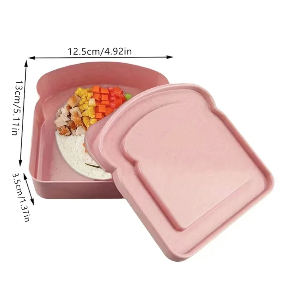 Portable Sandwich Toast Box With Lid Lunch Bag Food Container Reusable Organizer Bento Case Outdoor Retro Graphic Letter Pattern