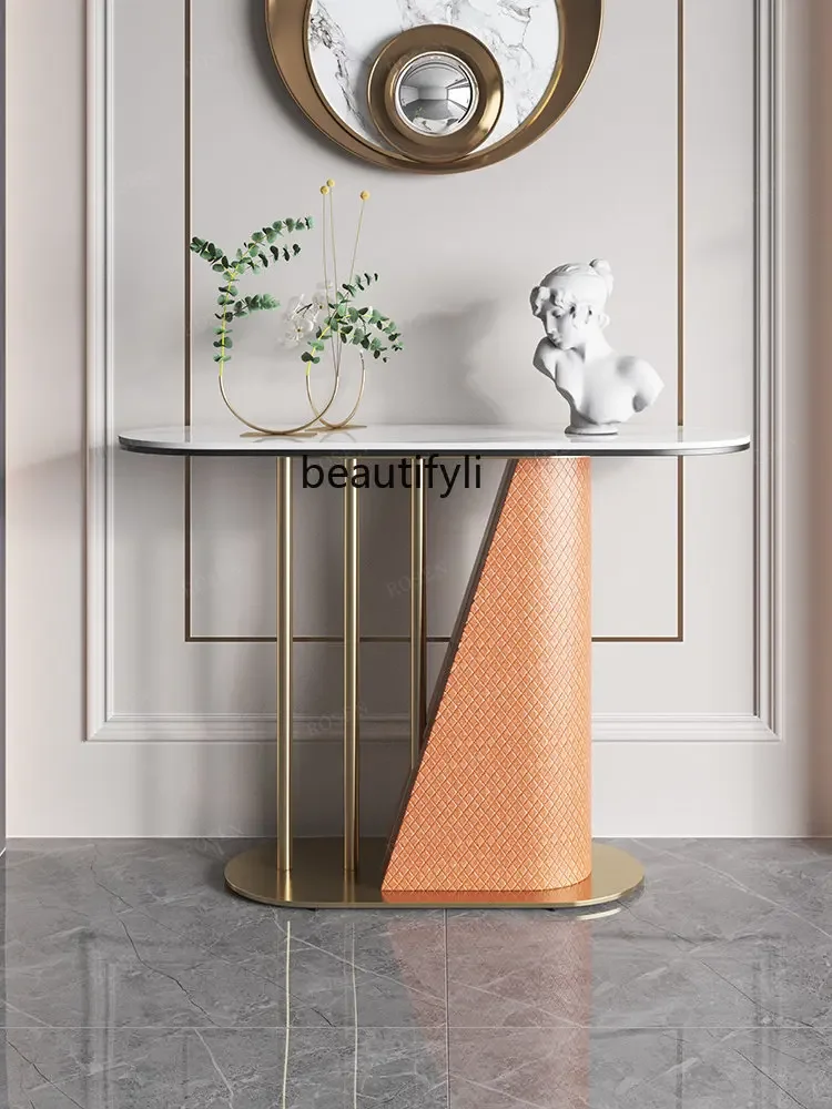

Affordable Luxury Style Household Entrance Cabinet Creative Designer Household Partition Living Room Stone Plate Console