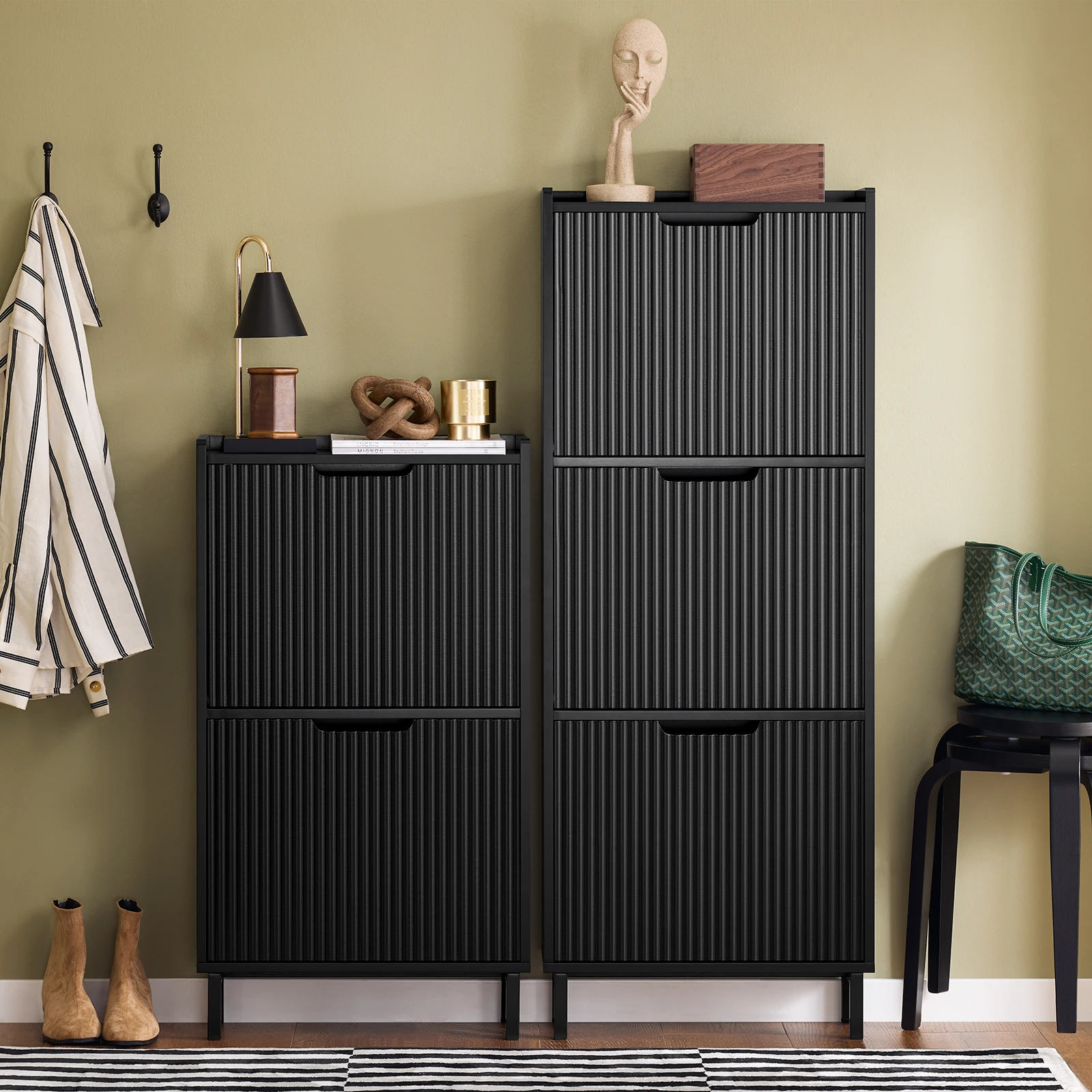 SoBuy FSR177-H Scarpiera a 3 patta scarpiera stretta 3 superficie di ripiani scarpiera cassettiera scarpiera