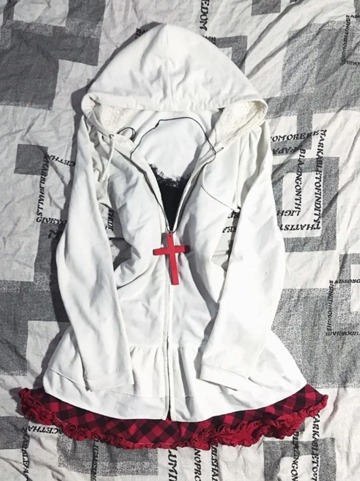 

Оригинальная белая женская толстовка-куртка на молнии с кружевным дизайном, уникальный американский стиль, приталенный крой, длинный рукав, весна-осень