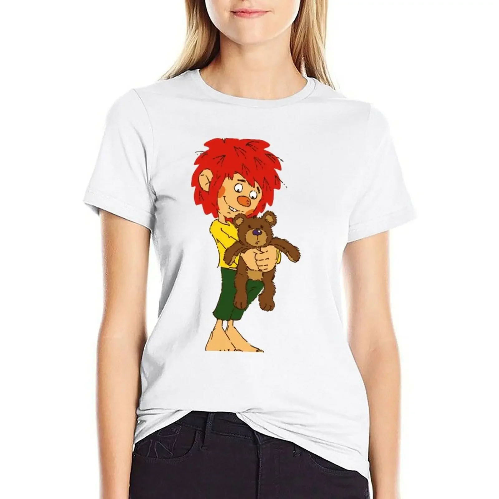 

Pumuckl Und Der Kleine Br T-shirt funny Short sleeve tee cute clothes Women tops