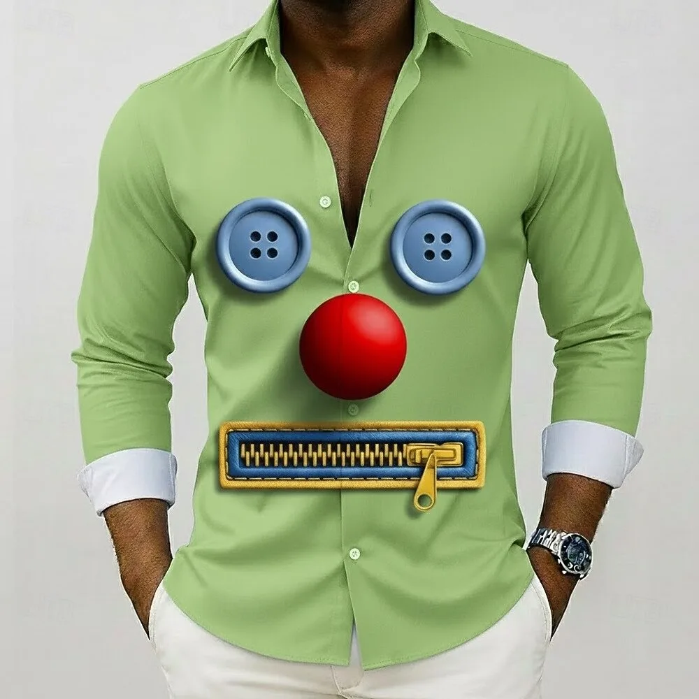 

Новая мужская рубашка с длинными рукавами с 3D-принтом, узором из перьев и повседневными пуговицами, топ-рубашка с длинными рукавами