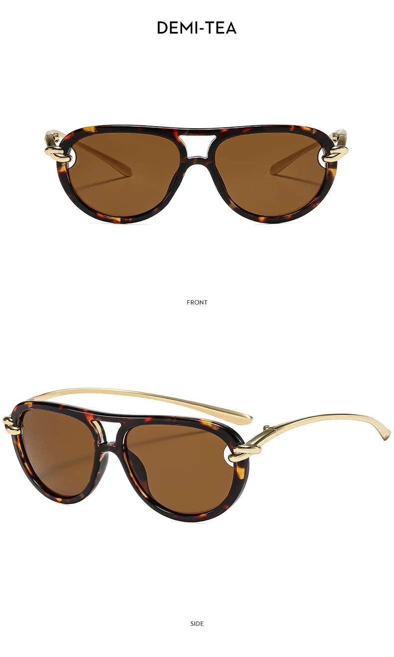 Mode Knoten Doppel Strahl Pilot Sonnenbrille Luxus Marke frauen Personalisierte Sonnenbrille Outdoor Straße Casual Einfache Sonnenbrille – Detail 16