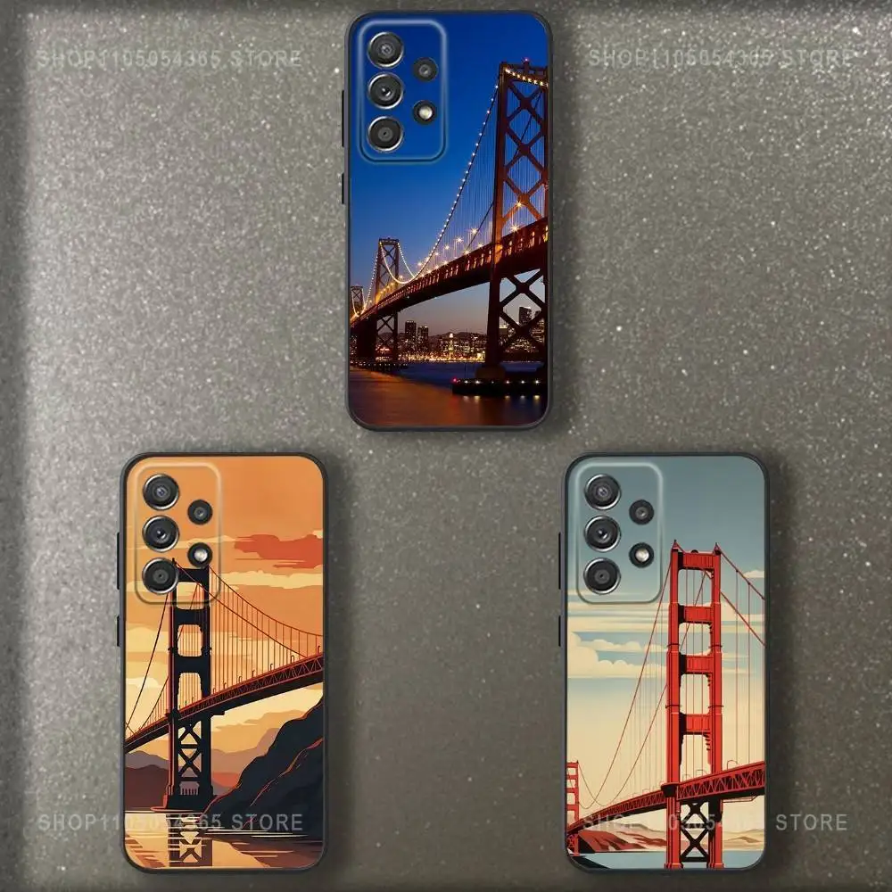 

Golden Bridge San Franciscos Phone Case For Samsung S 25,24,23,22,30,21,10,9,Ultra,Plus,Lite,FE,4,5 G Soft Black Case