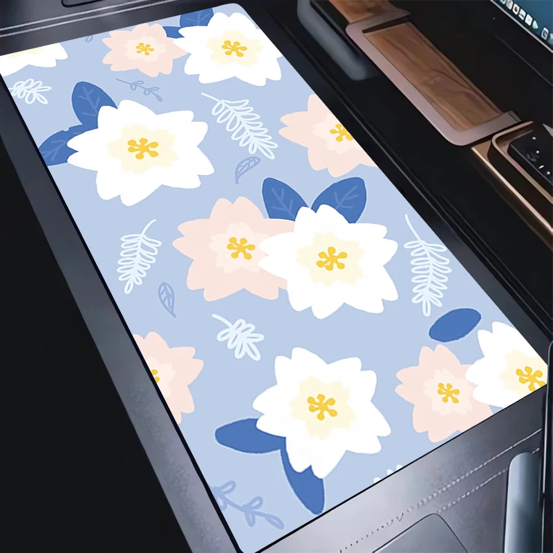

1Pcs Mouse Pad Extended Gaming Mousepad Vintage Flower Pattern Desktop Mat With Stitched Non-Slip Rubber Base Cute Keyboard Pad
