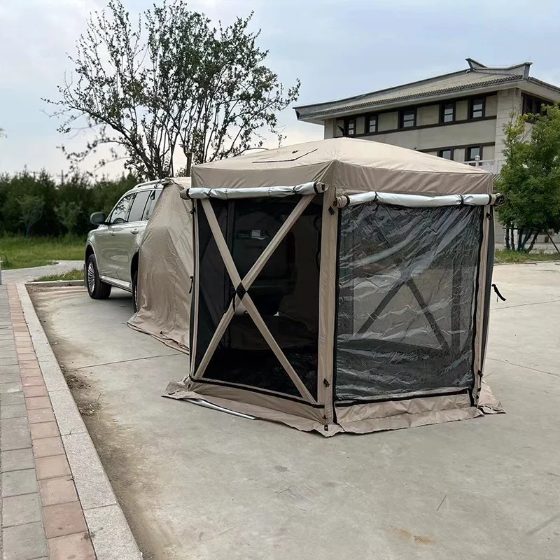 خيمة خلفية للسيارة سداسية للسفر ذاتية القيادة نوع توسيع السيارة 6-10 أشخاص