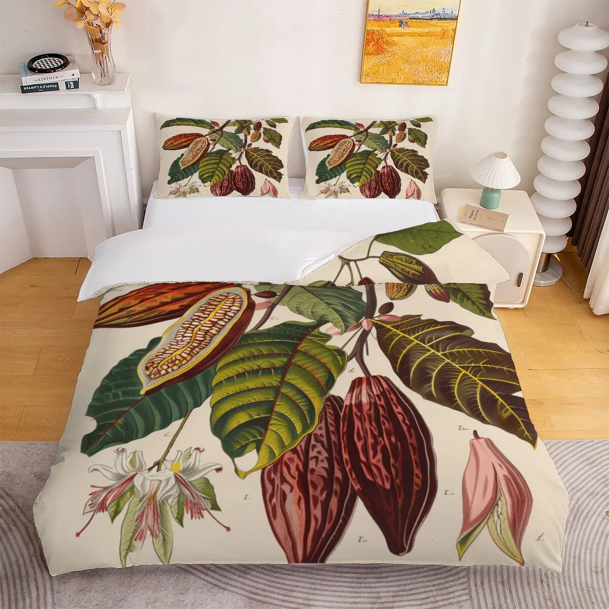 Cocoa fruit  Down comforter set large size  cocoa beans  Room decoration bedding set