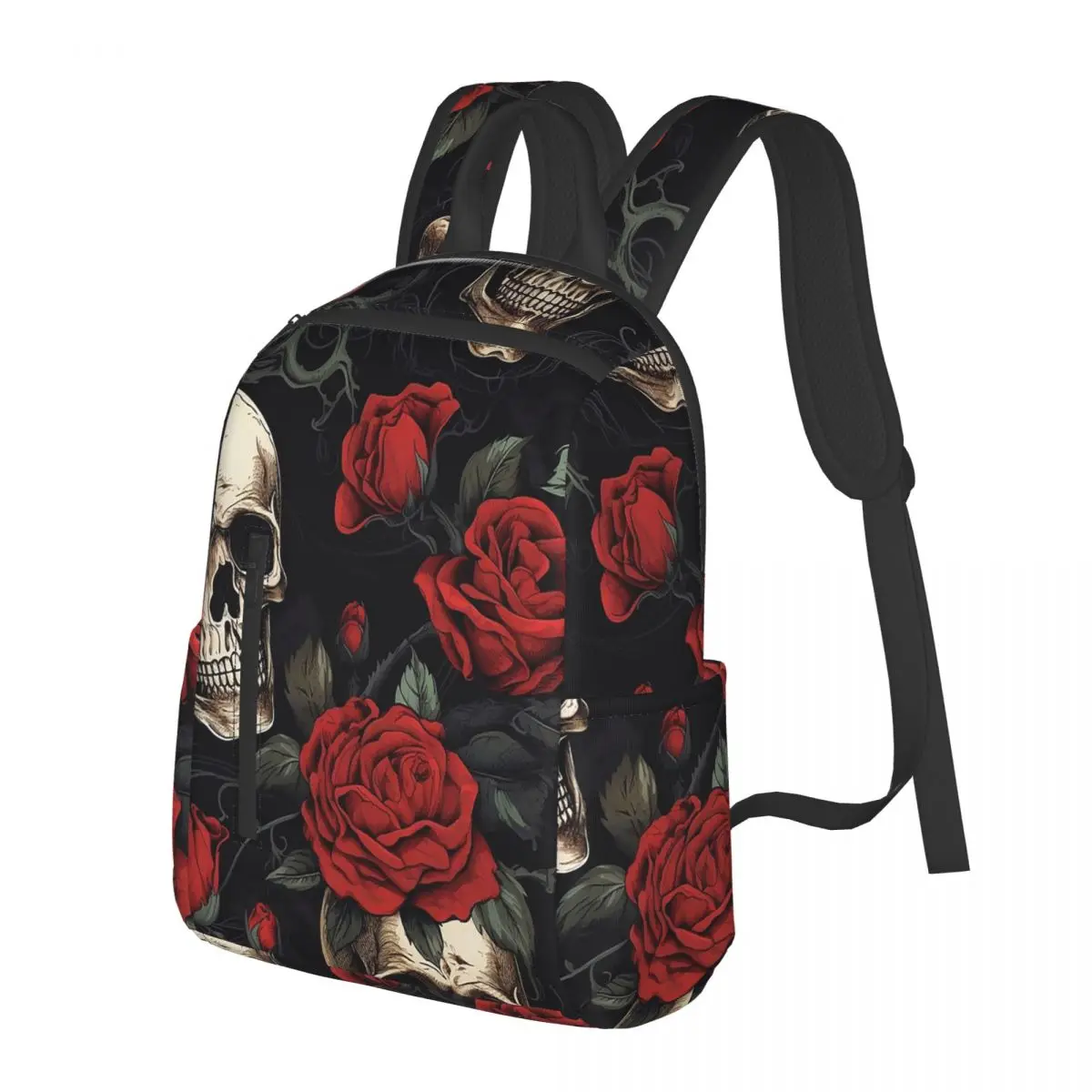 

Red Rose Skull And Vine Student Backpack School Bag Hiking Travel Daypack for Men Women Bookbag Shoulder Bags