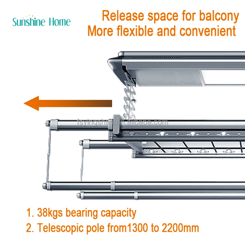 Smart Home Modern Designed Ceiling-Lifting Wall Laundry Hanging Rack Electric Remote Control Clothes Drying Rack