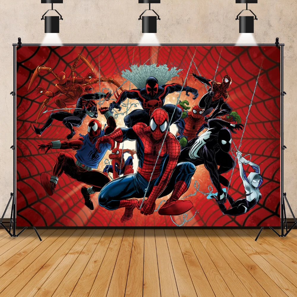 Spider-Man Super Hero Photo Backdrop Background For Photography Baby Shower Birthday Party Decor Props Supplies Banner Customize