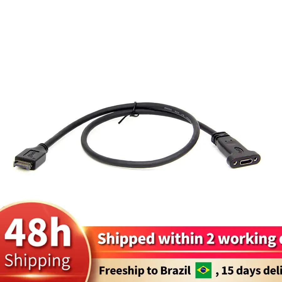 

50cm USB 3.1 Front Panel Header Type E Male to Usb-C Type C Female Motherboard Expansion Cable Computer Connector