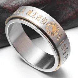Chi Divine Tai Eight Trigrams Taoist Feng Shui Mantra Ring Luck Spin Rings For Women Men Budha Amulet Rotatable Jewelry Gift