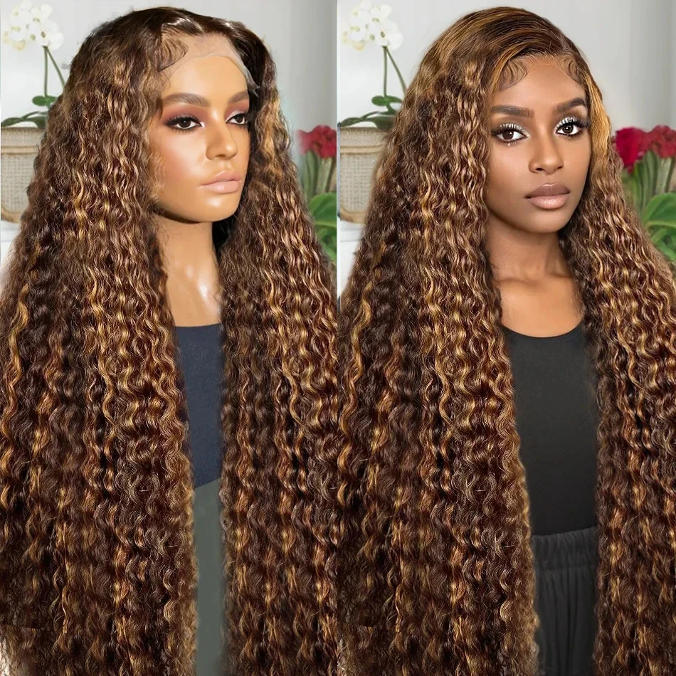 

Wiggogo Highlight Wig Human Hair Deep Wave Frontal Wig 13X6 Hd Lace Frontal Wigs 13X4 Curly Lace Front Human Hair Wig