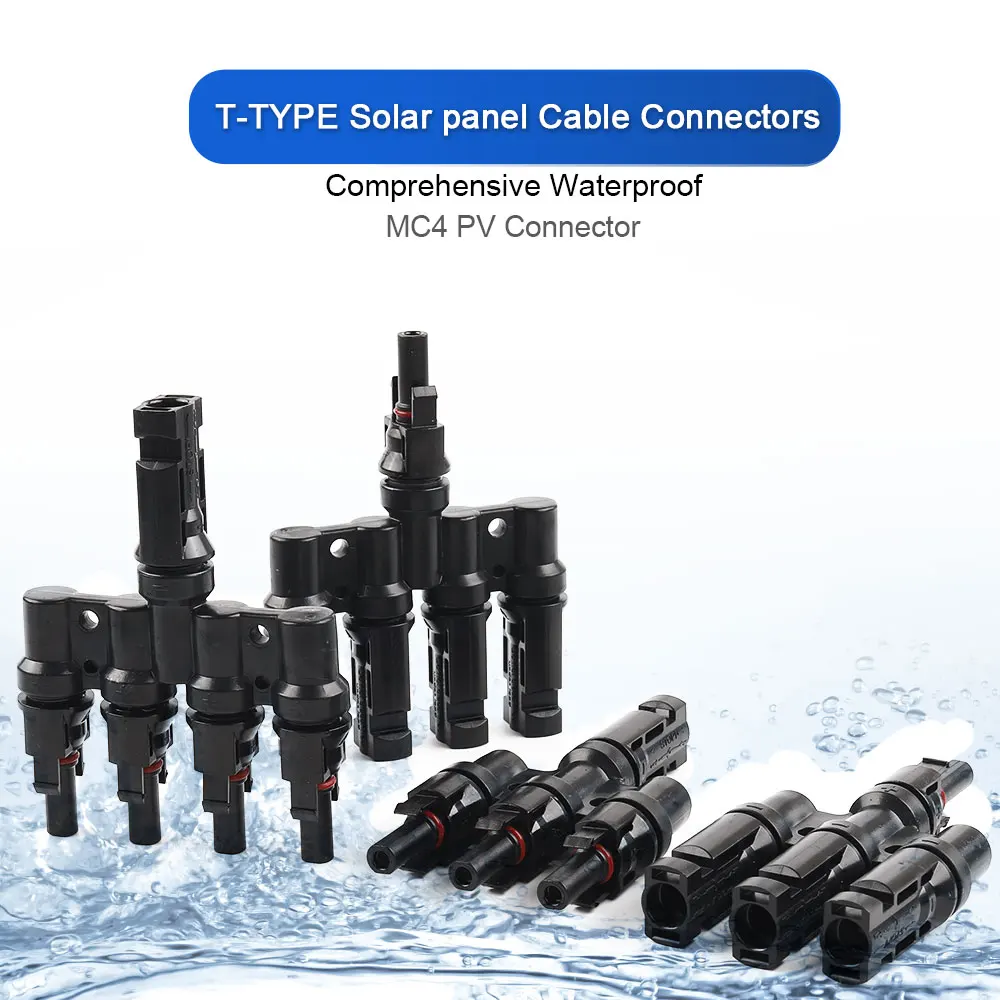 1 Pair Male&Femal Branch PV Solar Panel Cable Connector 20/30A 1000V Electrical Photovoltaic Panel Wire Connector T2/T3/T4/T5/T6