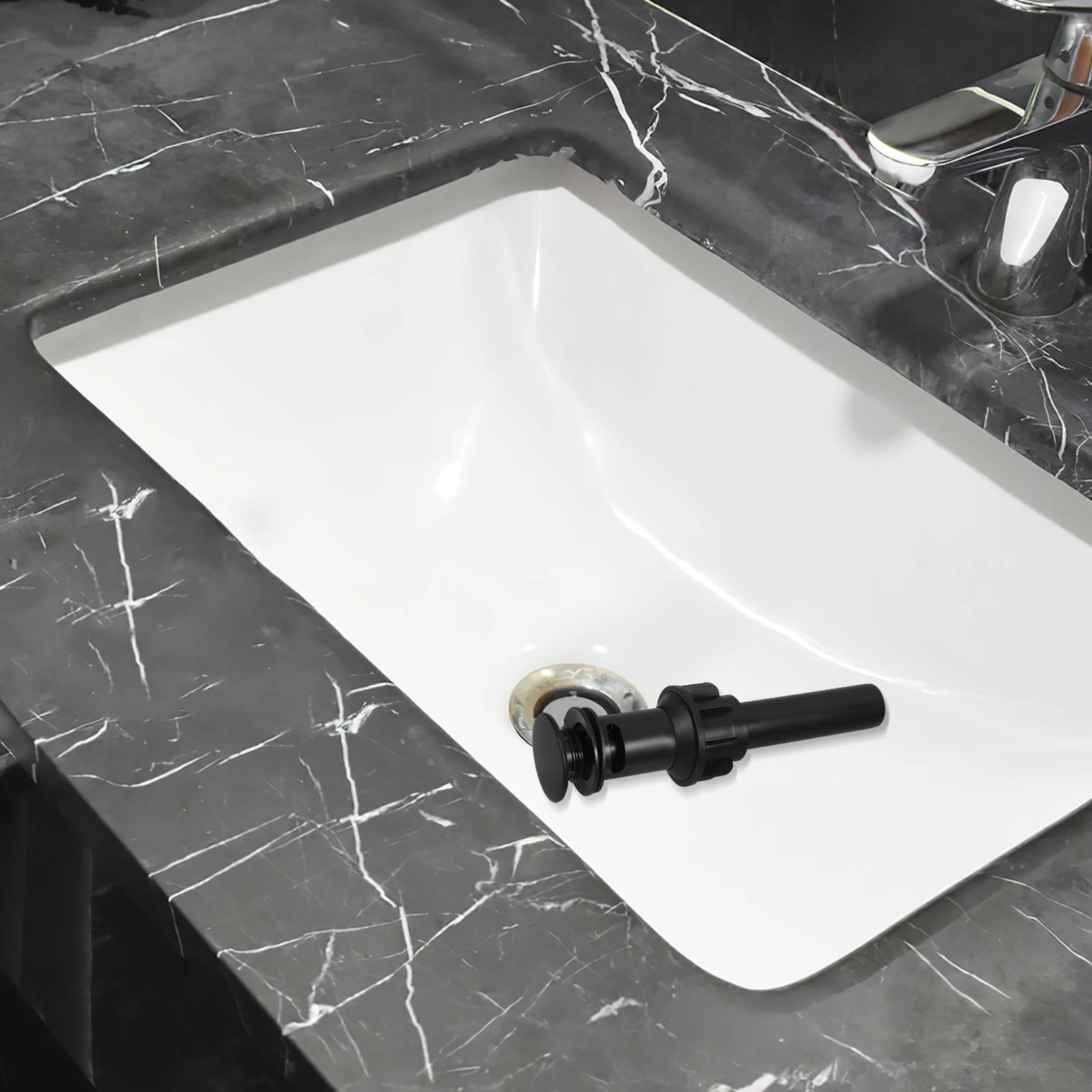 

Black Press Drain Stopper Bounce Basket Bathroom Sink Strainer Hair Catcher Anti Clog Universal Basin Drain Filter Overflow