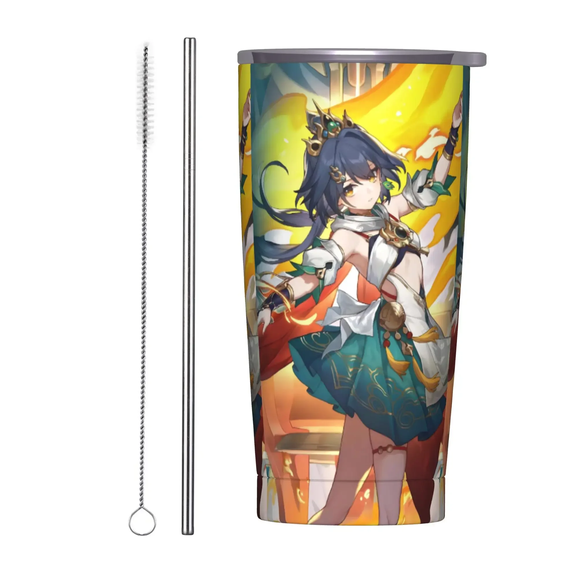 Yunli Insulated Tumbler with Lid Honkai Anime Vacuum Thermal Mug Office Home Hot Cold Drink Cup, 20oz
