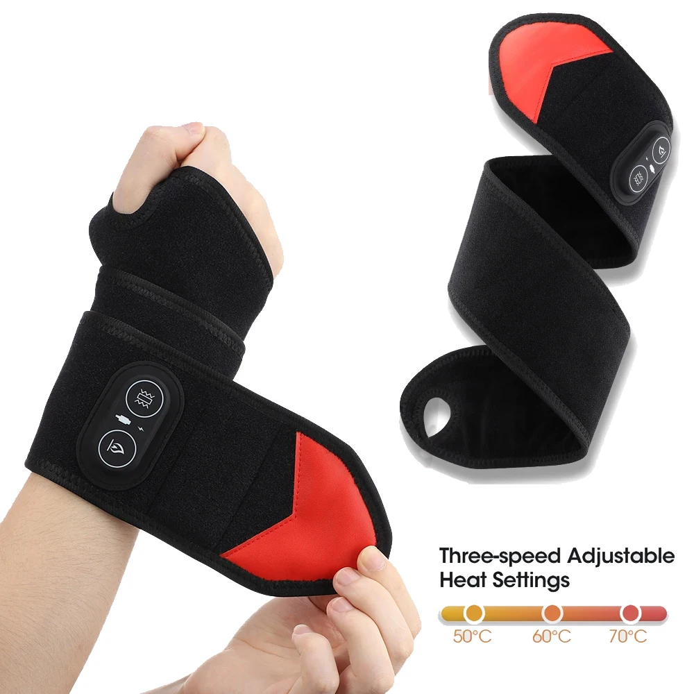 

36pcs LED Beads 660&850nm Red Light Heated Wrist Wrap 3 Levels Vibration Heating Wrist Belt for Leg Arm Ankle Hand Foot