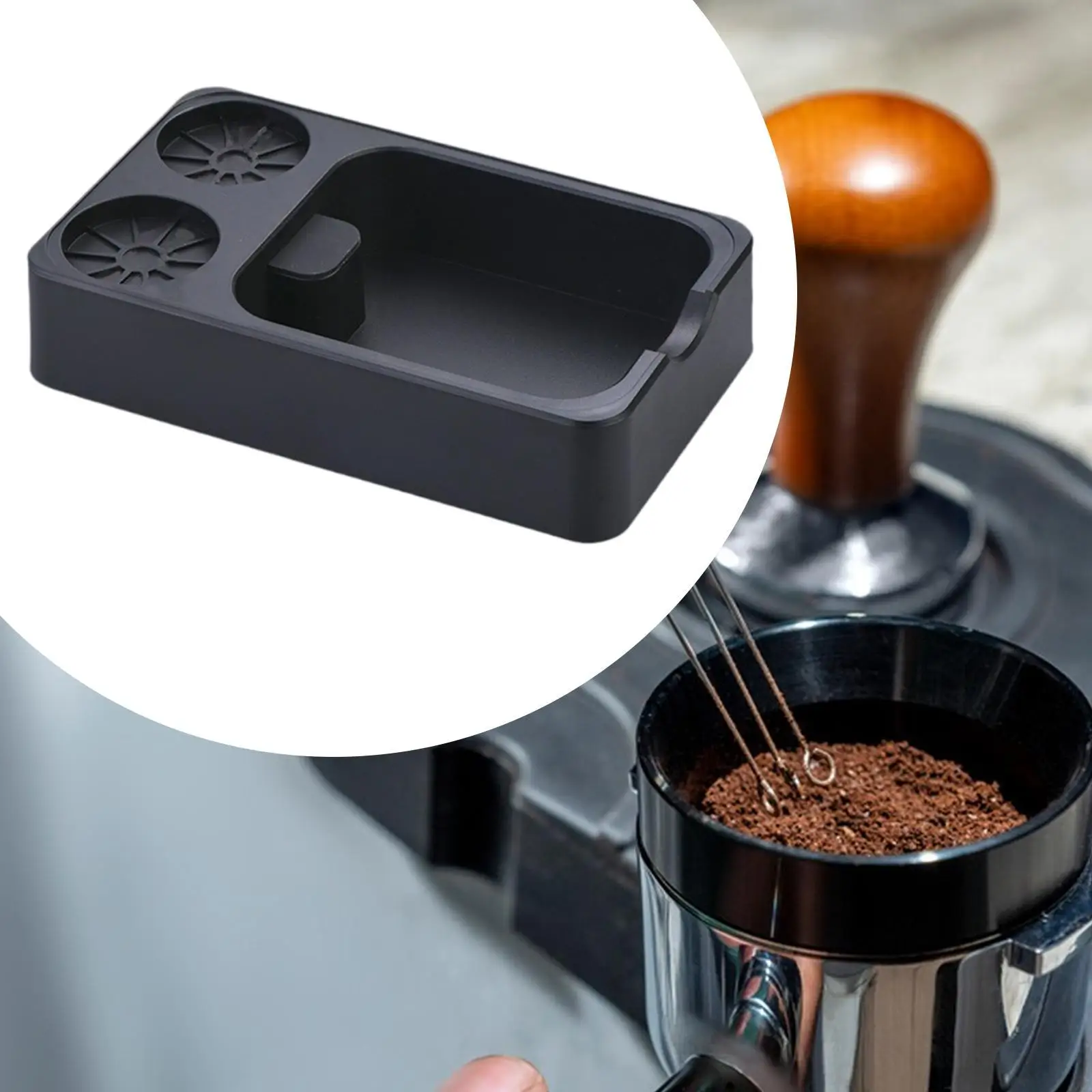 Multifunction Coffee Knocking Box Espresso Tamping Station Double Storage Portafilter Holder for Coffee Machine Barista
