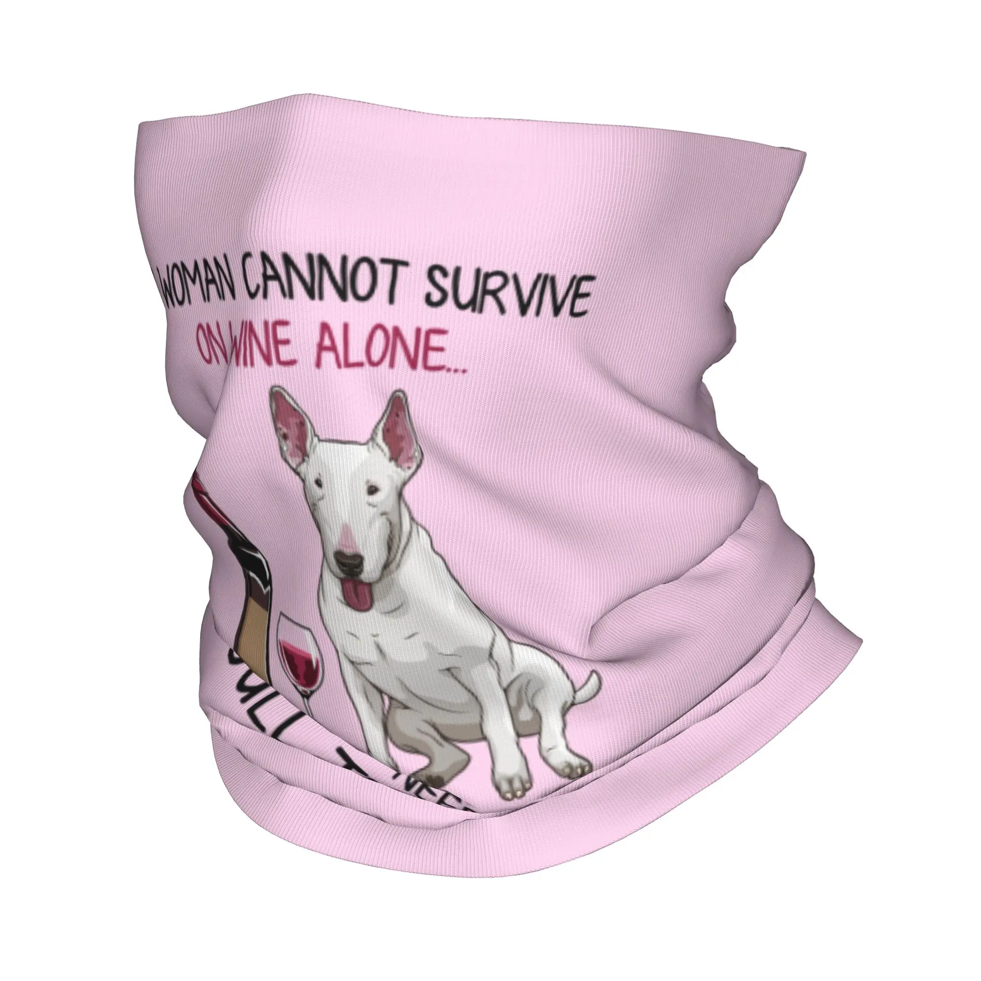 Pañuelo para el Cuello con Diseño Divertido de Perro Bull Terrier y Vino, Protección UV, Cubre Rostro, para Mujeres y Hombres, Amantes de Mascotas y Cachorros