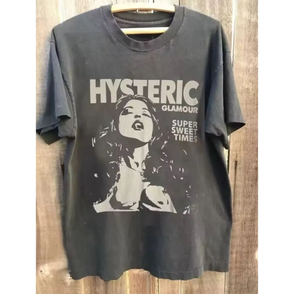 Camiseta Hysteric Glamour Super Sweet Times para hombre, camiseta gráfica Vintage para chica, ropa informal estilo Retro, estampado Pop Art, Top informal de manga corta