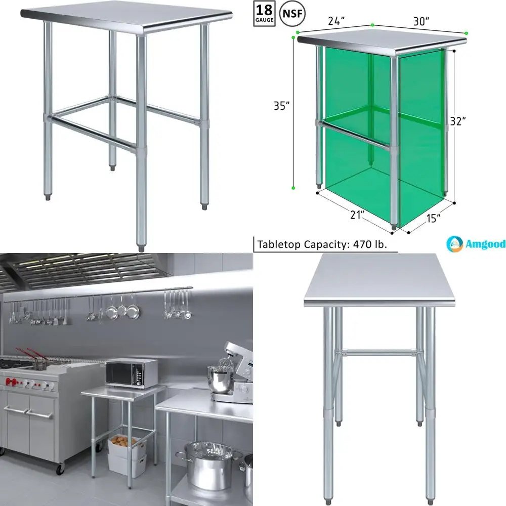 

Stainless Steel Utility Table NSF Certified for Laundry and Garage Use - 24x30 Inch Work Bench