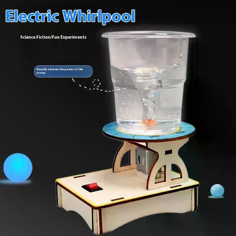 1Set for Water Tornado Swirl Maker Wooden Puzzle Novelty Science Experiment Project Gifts Children Diy Electric Toys