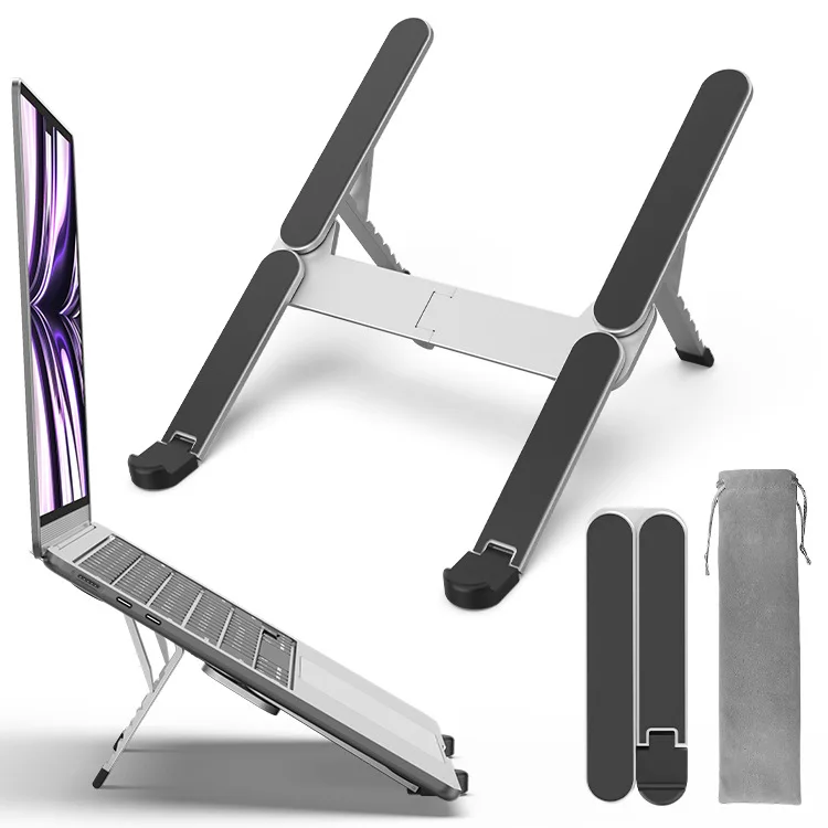 Soporte Plegable de Aluminio para Laptop, Ajustable en Altura, Soporte Portátil para Tablet, para Oficina, Hogar, Negocios y Viajes