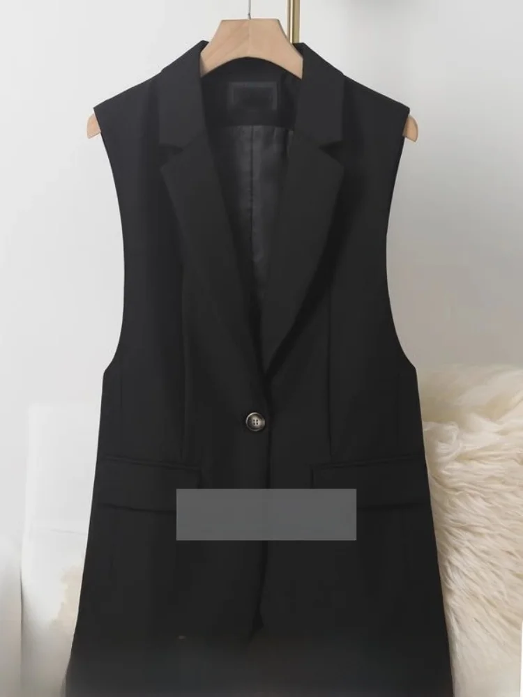 Casual Suit Vest Women's oulder Pad Removed Jaet Design Sense off oulder Top Vest Outerwear Commute Sle Button ket