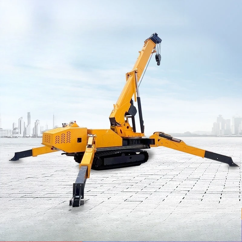 Crawler spider crane, remote control self-propelled hydraulic crane 2 tons 5 tons miniature crawler spider crane