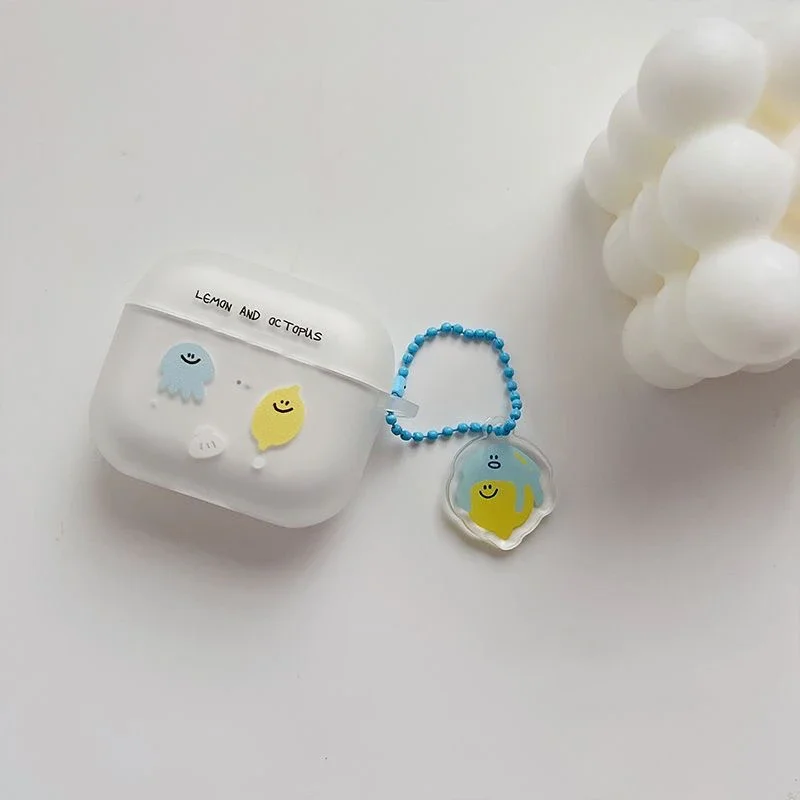 Capa de Lemon and Pctopus Airpods, Capas Macias para Fones, Desenhos Animados, Fofos, Rock Cat, Airpods 1, 2, 3 Pro, Pro2, 2022