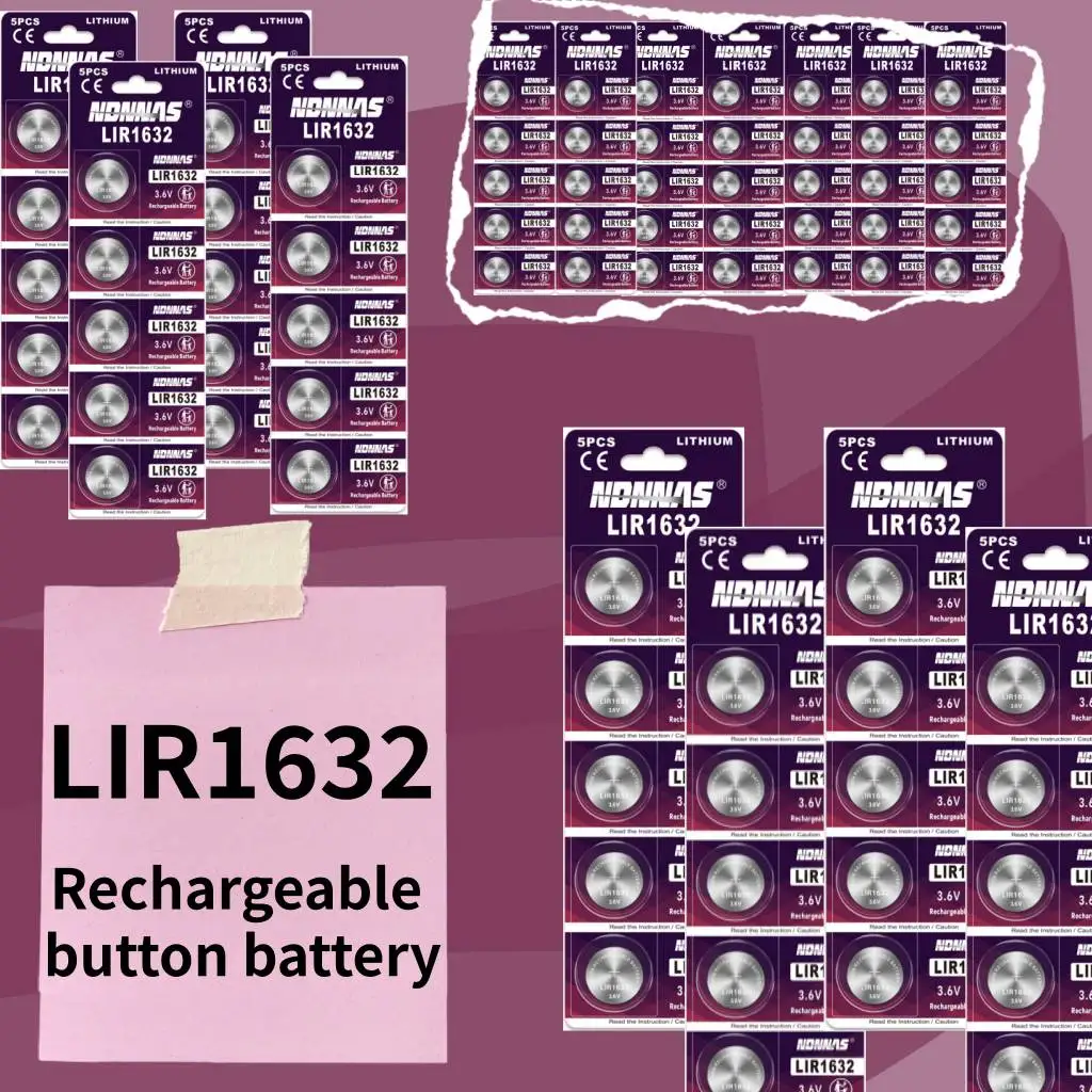 

5-30PCS LIR1632 LIR 1632 3.6V Lithium Rechargeable Batteries with Charger Replace CR1632 DL1632 for Watch Car Remote