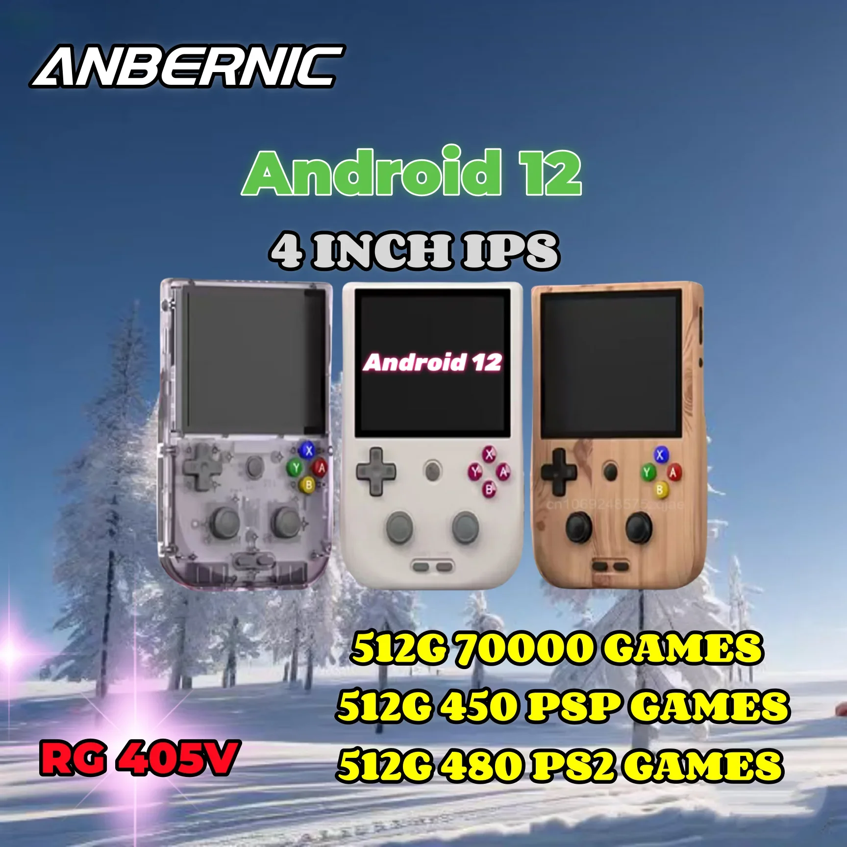 

ANBERNIC Official store RG405V Handheld video Game Retro portable Console 4 INCH IPS Touch Screen Android 12 PS2 512G PSP 3DS